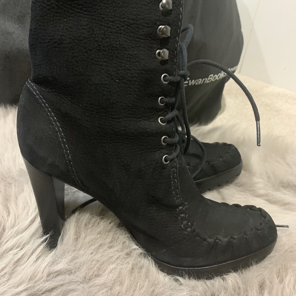 DVF Jameson Suede Black Heeled Booties size 7 - Picture 2 of 6